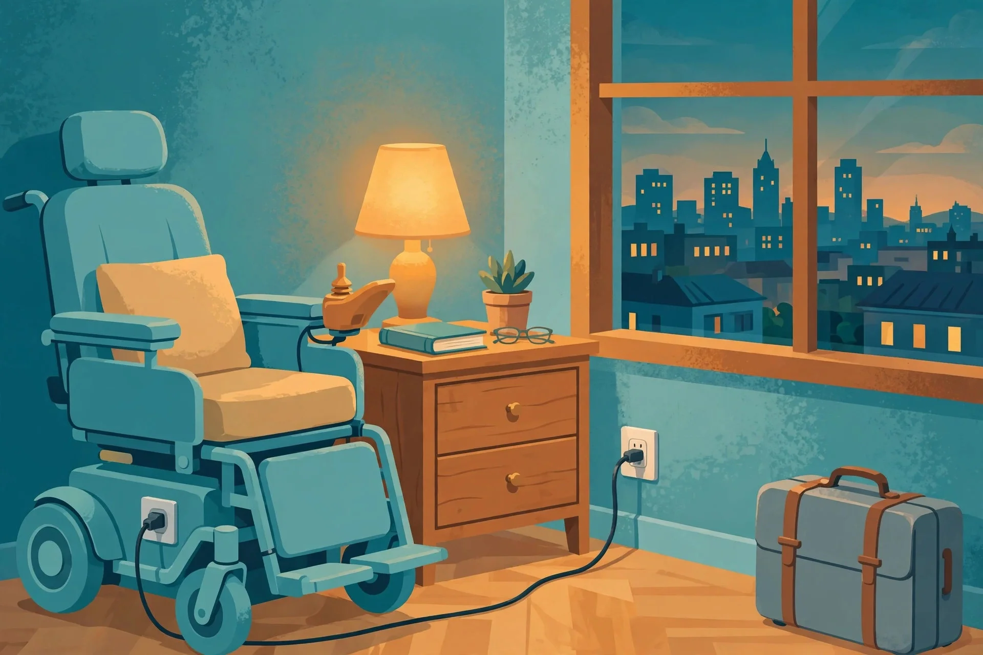 Charging a Power Wheelchair on the Road: Hotels, Outlets, and Adapters